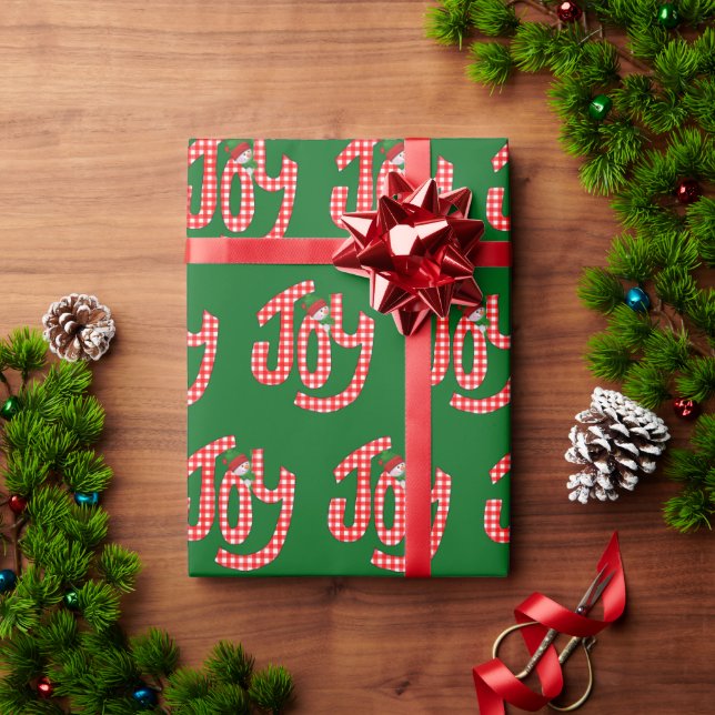 Papel De Presente Gingham Joy On Green (Presente de Natal)