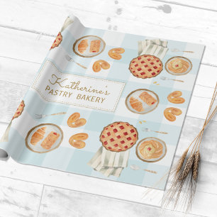 Papel De Presente Gingham Pattern Watercolor Pastris Baking Bakery