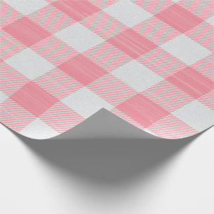 Papel De Presente Gingham Pink Xadrez Girly Baby Girl Chá Cute