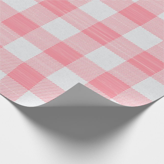 Papel De Presente Gingham Pink Xadrez Girly Baby Girl Chá Cute (Ponta)