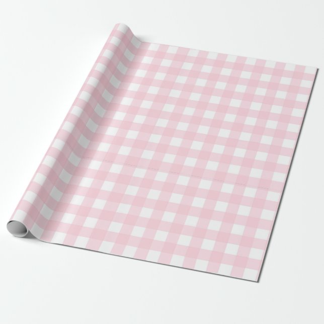 Papel De Presente Gingham Rosa (Desenrolado)