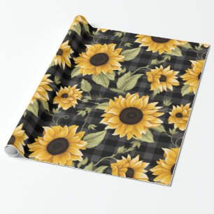 Papel De Presente Gingham Sunflower Pattern