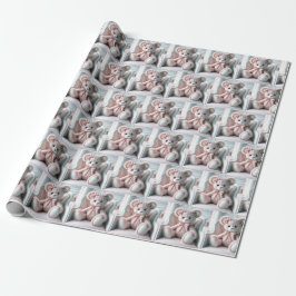 Papel De Presente Gingham Teddy Bear em uma cadeira