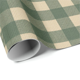 Papel De Presente Gingham Verde Estilo Rústico Country