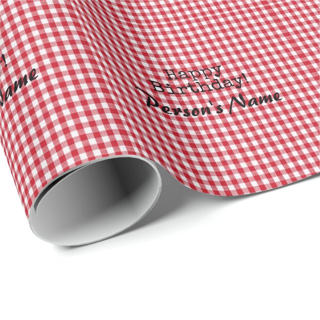 Papel De Presente Gingham Vermelho e Branco - HAMbyWG Wrappaper (Ponta do rolo)
