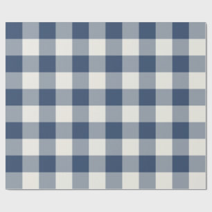 Papel De Presente Gingham Xadrez Azul Marinho Grande