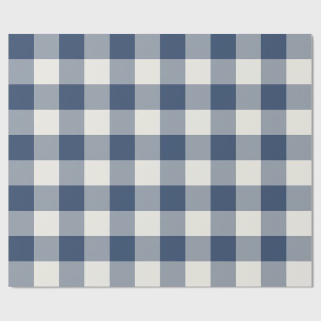 Papel De Presente Gingham Xadrez Azul Marinho Grande (Aberto)