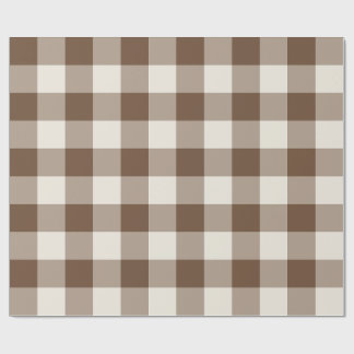 Papel De Presente Gingham Xadrez Grande Marrom