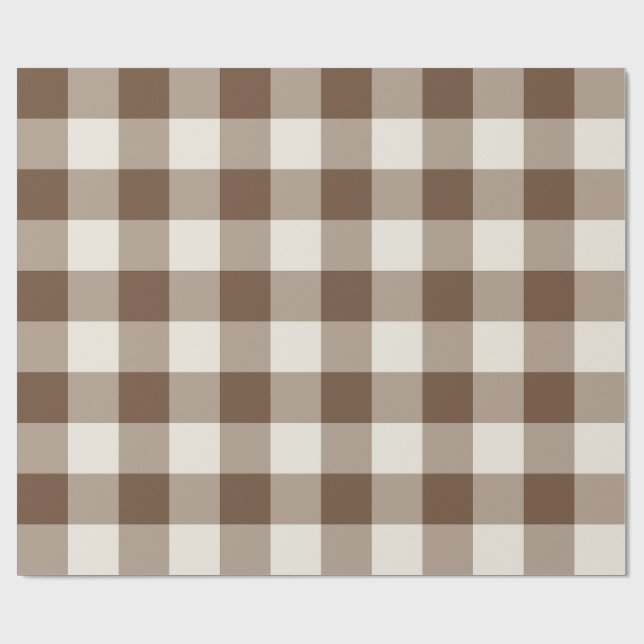 Papel De Presente Gingham Xadrez Grande Marrom (Aberto)