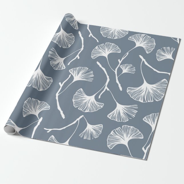 Papel De Presente Ginkgo biloba deixa um padrão sem costura (Desenrolado)