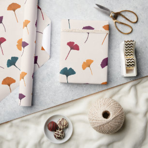 Papel De Presente Ginkgo Leaf Pattern Watercolor Call Cores de outon