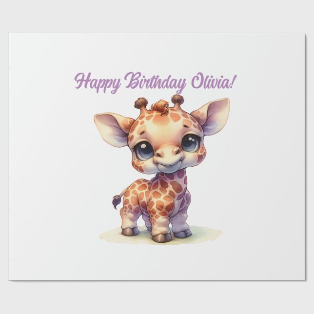 Papel De Presente Girafa-bebê bonitinha de água (Aberto)