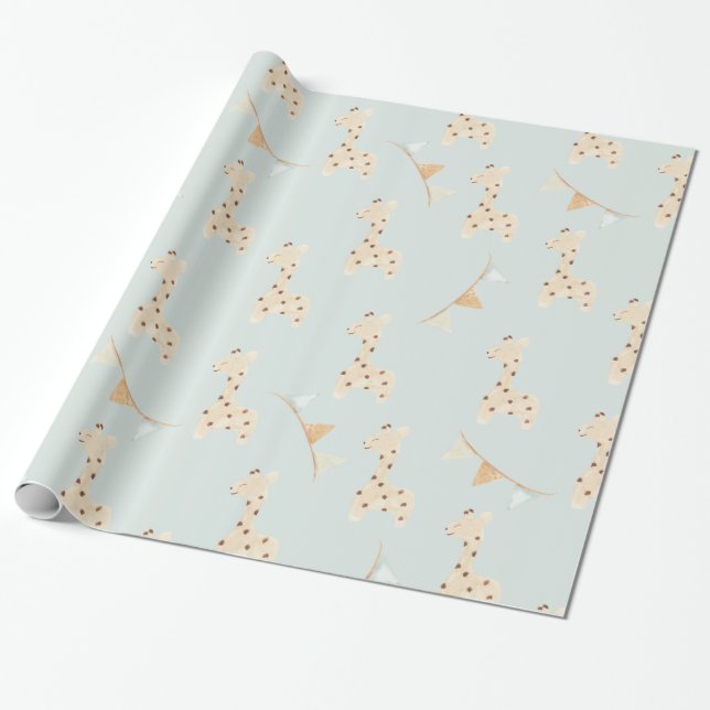 Papel De Presente Girafa chá de fraldas (Desenrolado)