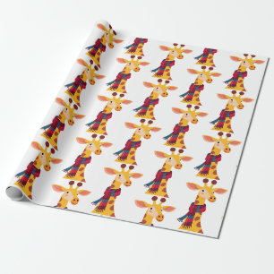 Papel De Presente Girafa com um Design de Cachecol, Impressão de Gir