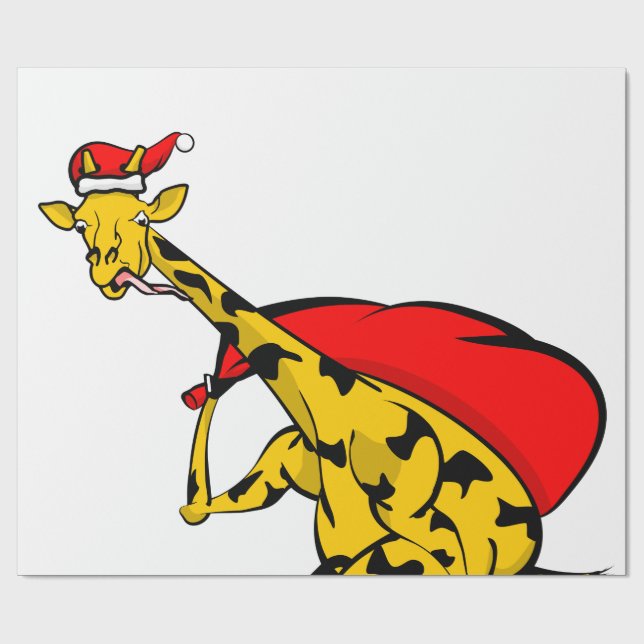 Papel De Presente Girafa de bicicleta Papai Noel Natal (Aberto)