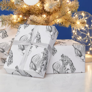 Papel De Presente Girafa de Natal e Papais noeis