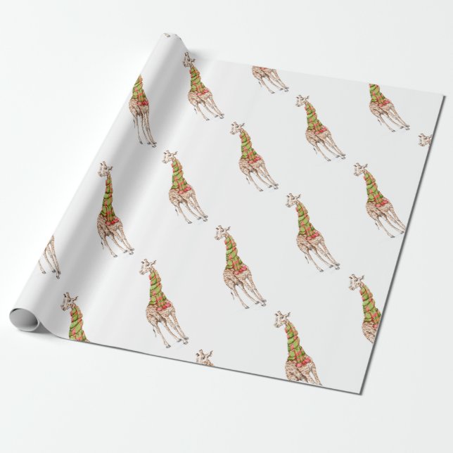 Papel De Presente Girafa em um Scarf (Desenrolado)