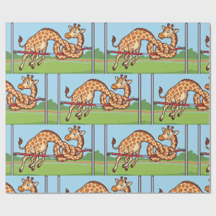 Papel De Presente Girafa Engraçada Cartoon de Salto Alto