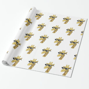 Papel De Presente girafa engraçada com a ilustração dos óculos de so