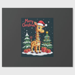Papel De Presente Girafa Feliz Natal Árvore de Natal Iluminação Papa