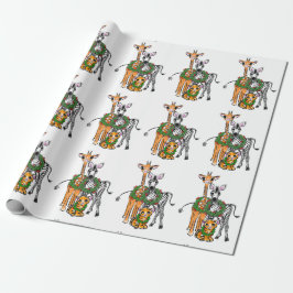 Papel De Presente Girafa Festiva Holiday, Zebra, Tigre