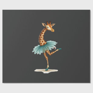 Papel De Presente Girafa fofa em tutu dançando como bailarina, gif