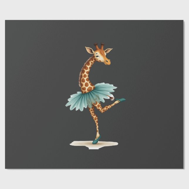 Papel De Presente Girafa fofa em tutu dançando como bailarina, gif (Aberto)