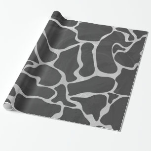 Papel De Presente Girafa Preto e Cinza Claro Impresso