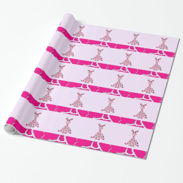 Papel De Presente Girafa Sentada com Estampa de Pelo de Girafa (Desenrolado)