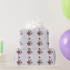 Papel De Presente Girafa vestindo óculos soprando pastilha elástica 