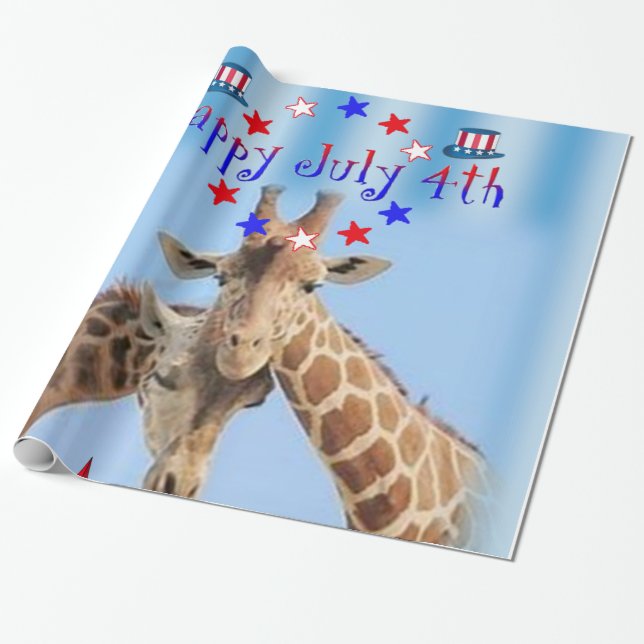 Papel De Presente Girafa Wrapping Paper 4 de julho (Desenrolado)
