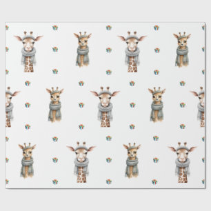 Papel De Presente Girafas de Natal Adoráveis