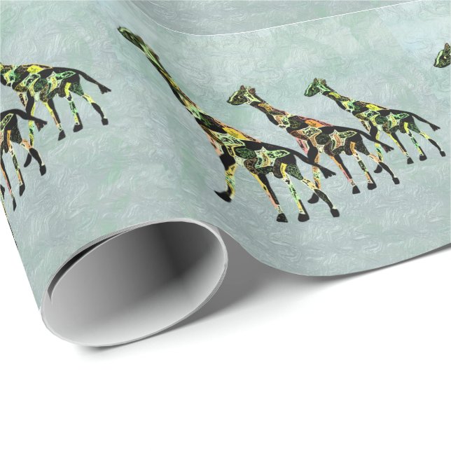 Papel De Presente Girafas graciosos (Ponta do rolo)