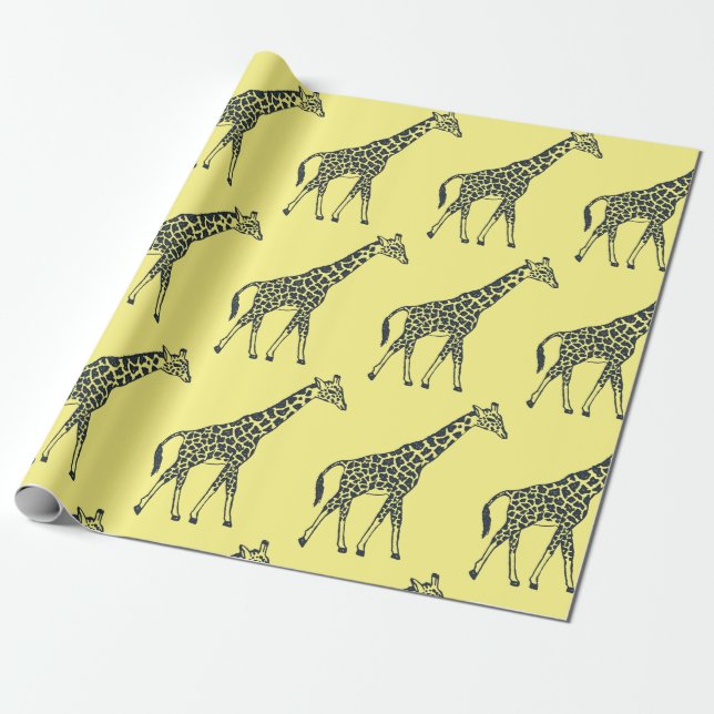 Papel De Presente Girafas no Amarelo (Desenrolado)