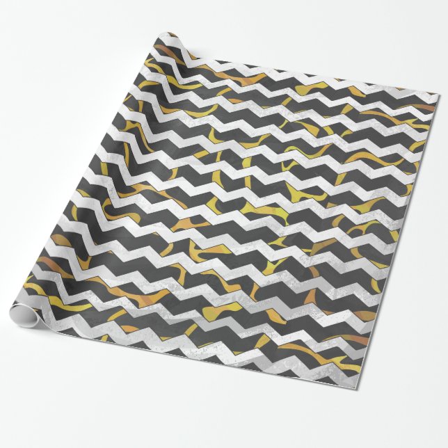 Papel De Presente Giraffe Black and Yellow Impressão (Desenrolado)
