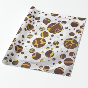 Papel De Presente Giraffe Brown e Impressão Amarelo