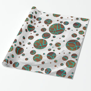 Papel De Presente Giraffe Brown e Teal Impressão