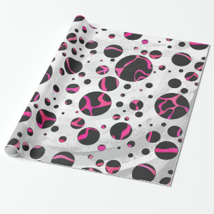 Papel De Presente Giraffe Hot Pink e Impressão preto