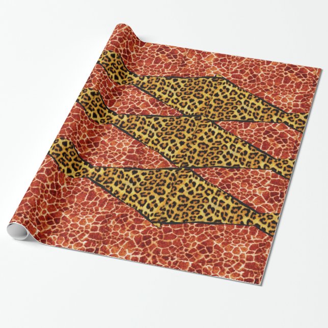 PAPEL DE PRESENTE GIRAFFE IMPRESSO, FURACA DE PELES LEOPARD (Desenrolado)