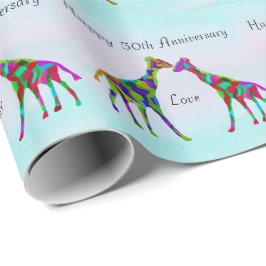 Papel De Presente Giraffe Love 50º Aniversário