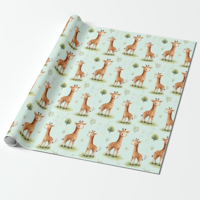 Papel De Presente Giraffe Parade Baby Wrap (Desenrolado)