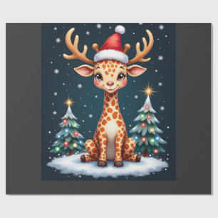 Papel De Presente Giraffe Rena Capuz Santa Árvore de Natal Divertido