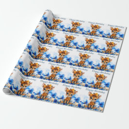 Papel De Presente Giraffe with polka dot bow Happy Birthday