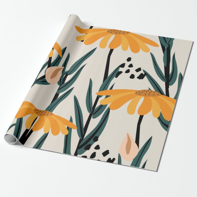 Papel De Presente Girassóis amarelos (Desenrolado)