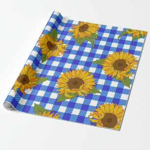 Papel De Presente Girassóis brilhantes em um fundo controlado. Vint