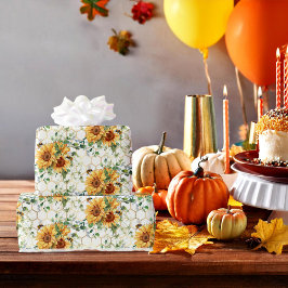 Papel De Presente Girassóis e abelhas que embrulham papel