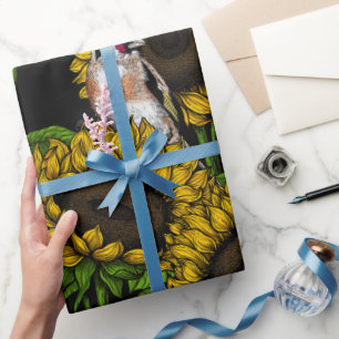 Papel De Presente Girassóis e coxas douradas a preto