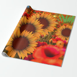 Papel De Presente Girassóis Elegantes em Aquarela