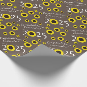 Papel De Presente Girassóis Festa de formatura Marrom