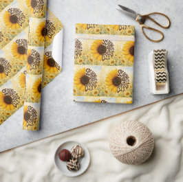 Papel De Presente Girassol Amarelo com Citação Inspiradora